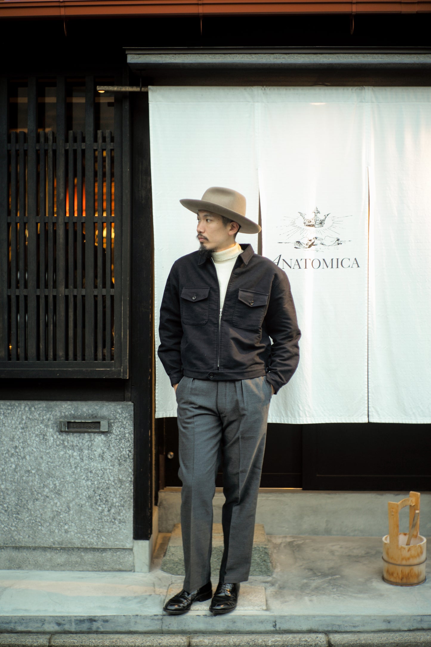 【TAKUMI】CYCLIST JACKET KINDERMAN VELVETON DARK NAVY STYLING