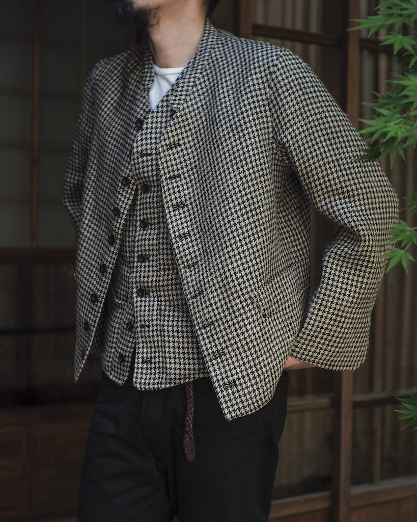 DOLMAN - HOUND'S TOOTH LINEN - BLACK × NATURAL