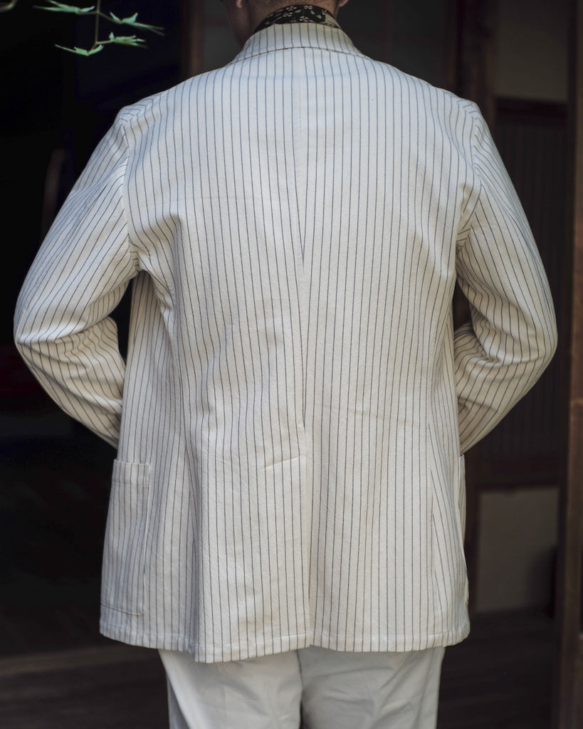 DIOGENE - COTTON RAYURE TENNIS - ECRU × BLUE