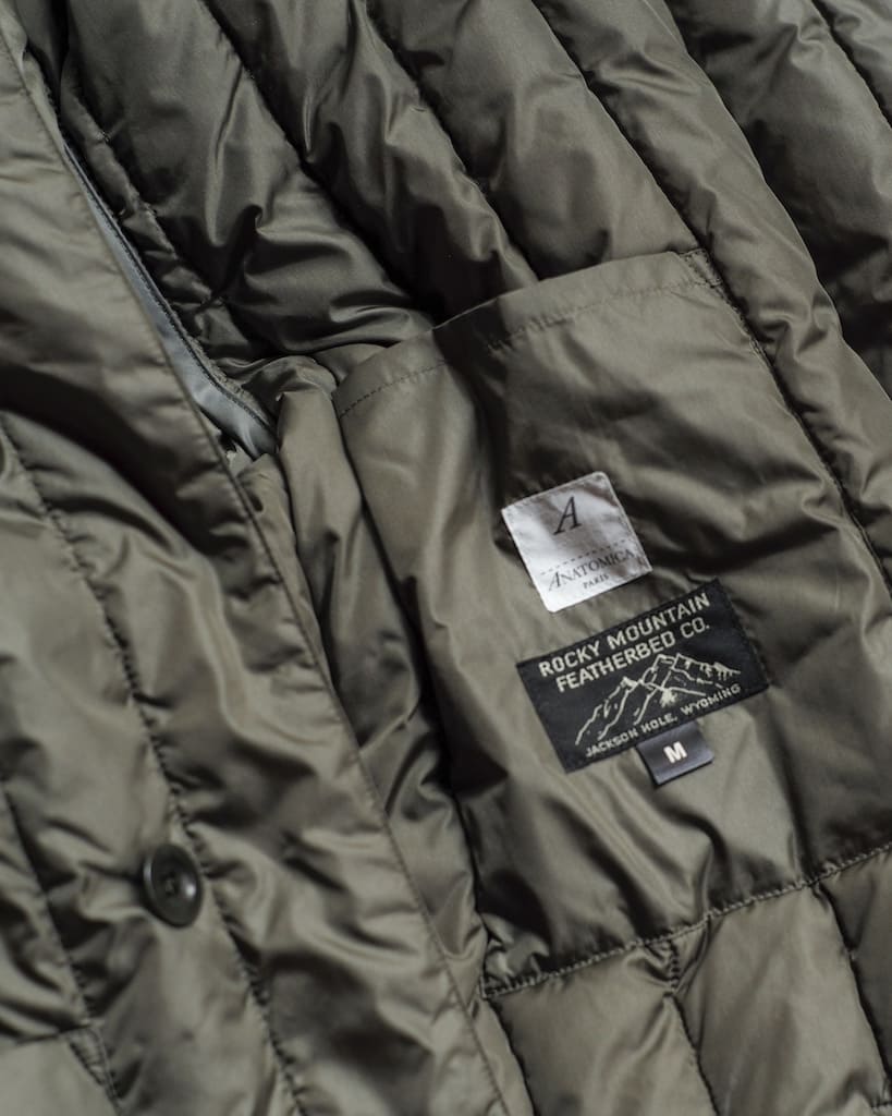 Rocky Mountain Featherbed Co. for ANATOMICA - ALEXANDER DOWN JACKET - OLIVE & BLACK