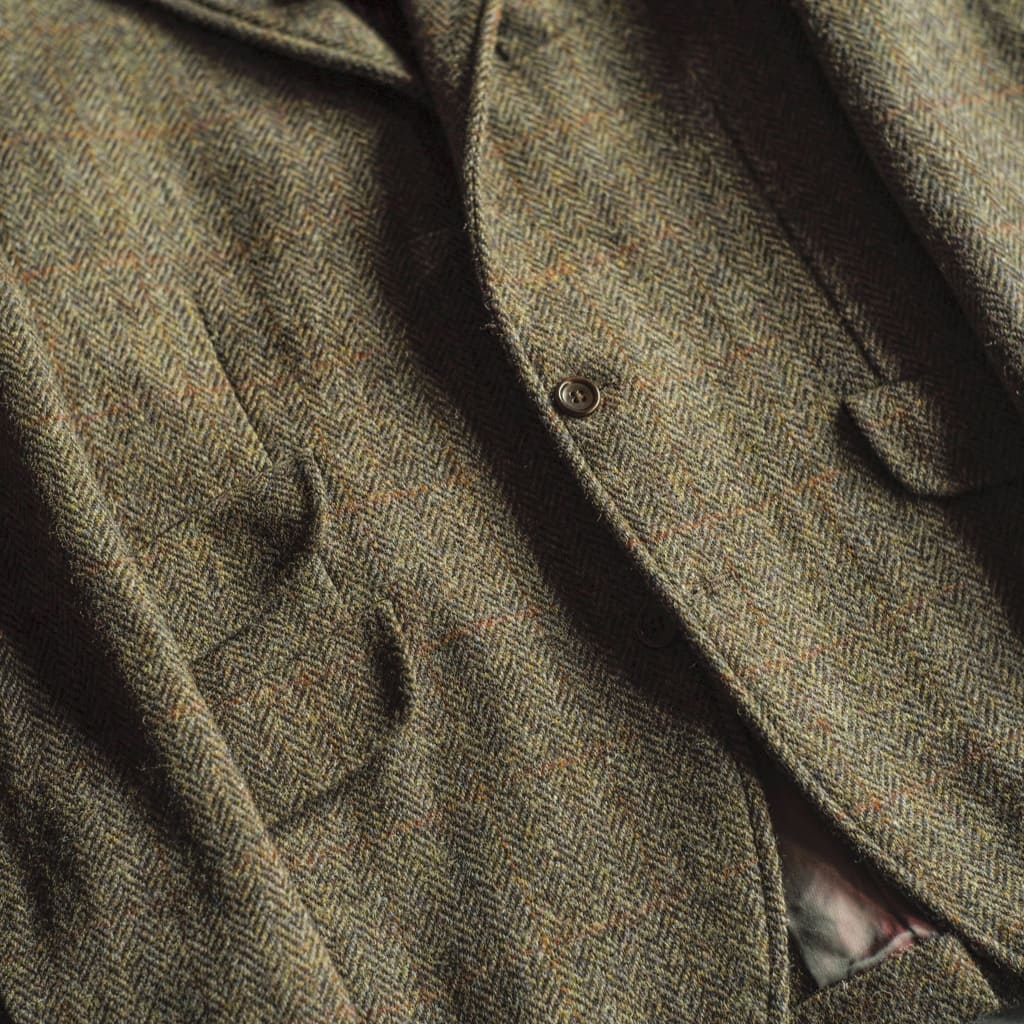 CHARLY - HARRIS TWEED - MELANGE HERRING BONE WITH TAN OVER CHECK