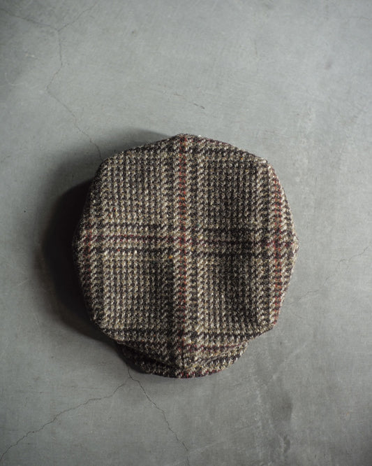 CYCLIST CAP - HARRIS TWEED - GLENN CHECK BROWN