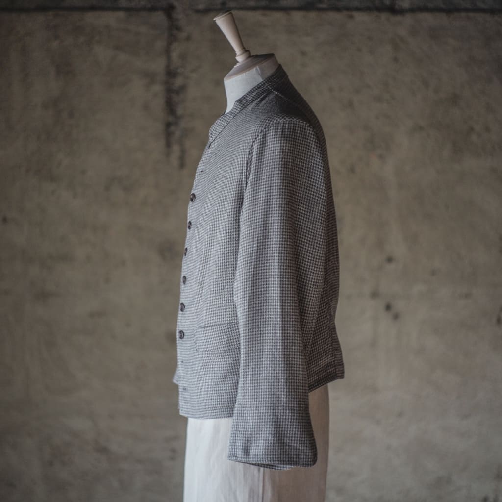 DOLMAN - COTTON × WOOL × SILK - GREY HOUND'S TOOTH