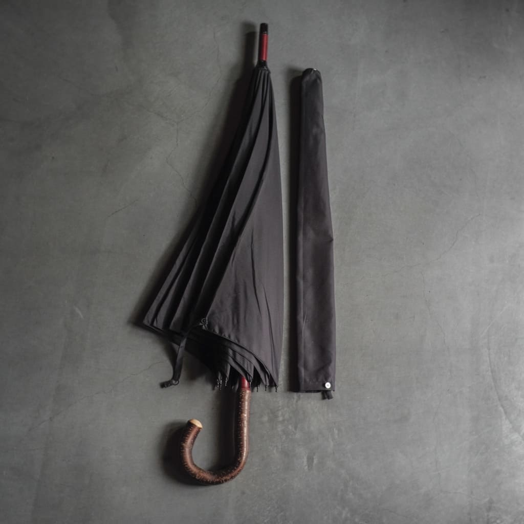 FOX UMBRELLA for ANATOMICA - CHERRY WOOD HANDLE - BLACK