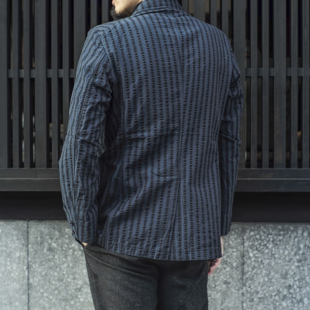 HOBEREAU - WIDE SEERSUCKER - GREEN × BLACK