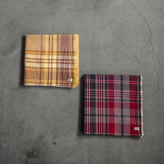 FARMERS SCARF - INDIAN MADRAS - RED & MUSTARD