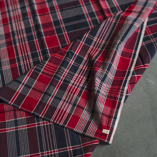 FARMERS SCARF - INDIAN MADRAS - RED & MUSTARD