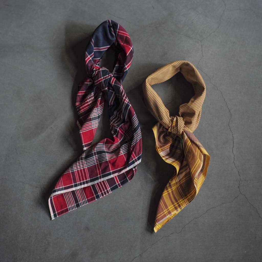 FARMERS SCARF - INDIAN MADRAS - RED & MUSTARD