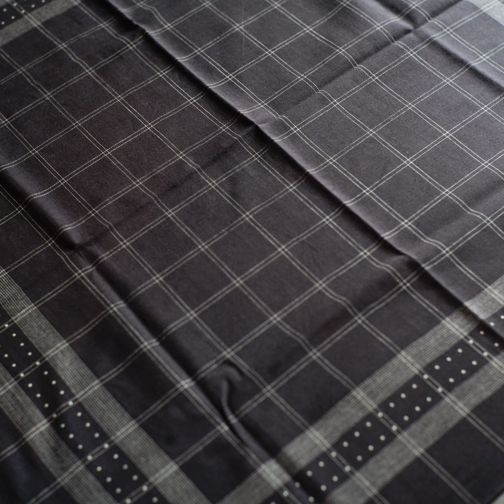 DOT SATIN SCARF - COTTON - NAVY & BROWN