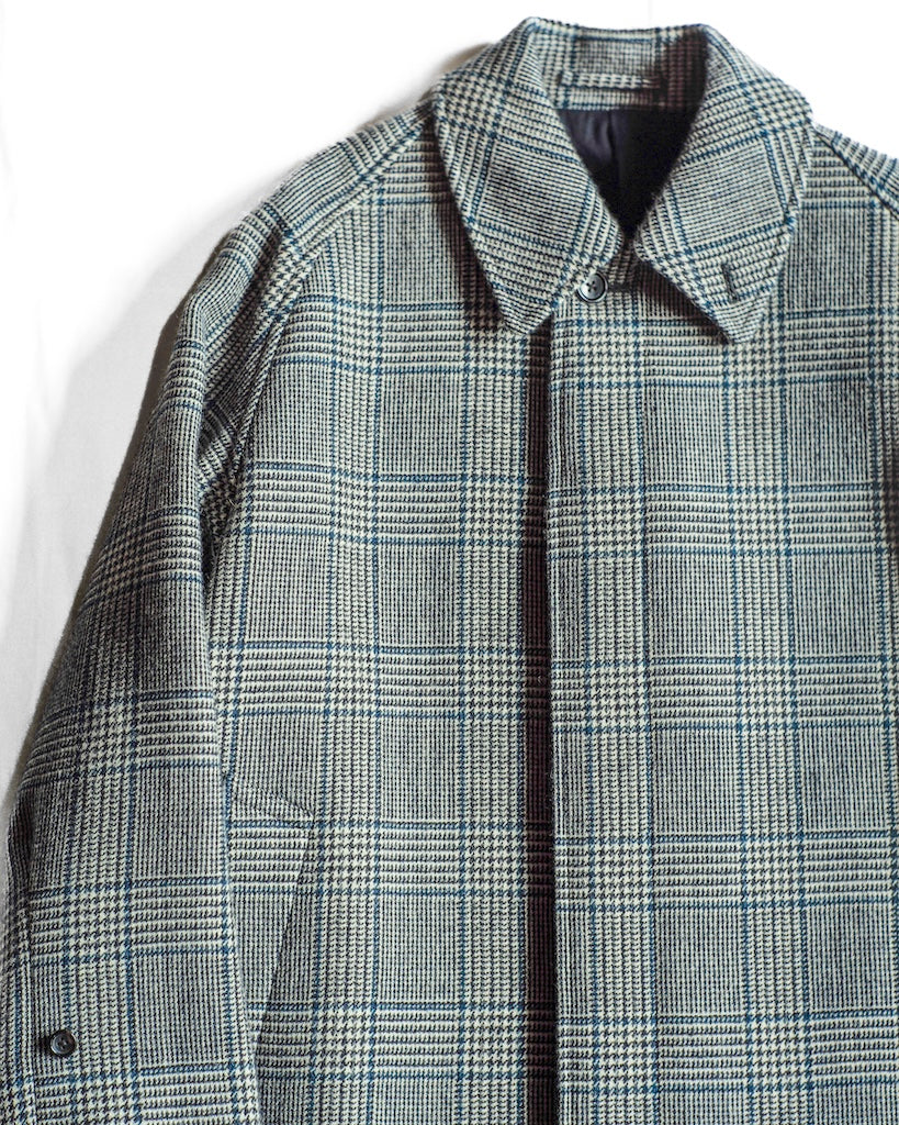 SINGLE RAGLAN COAT Ⅳ - SADDLE TWEED - NAVY PLAID