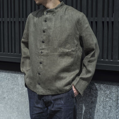 1841 - LINEN - OLIVE BLUE CHECK