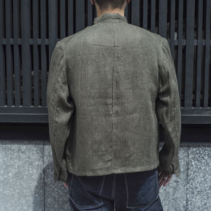 1841 - LINEN - OLIVE BLUE CHECK