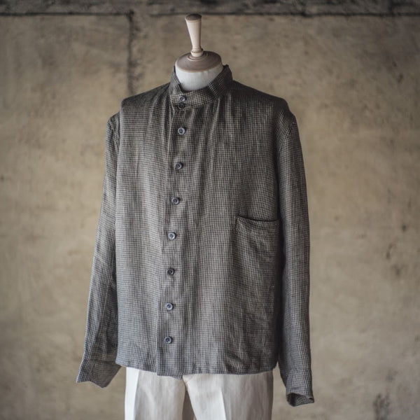 1841 - LINEN - OLIVE BLUE CHECK – ANATOMICA KYOTO アナトミカ京都
