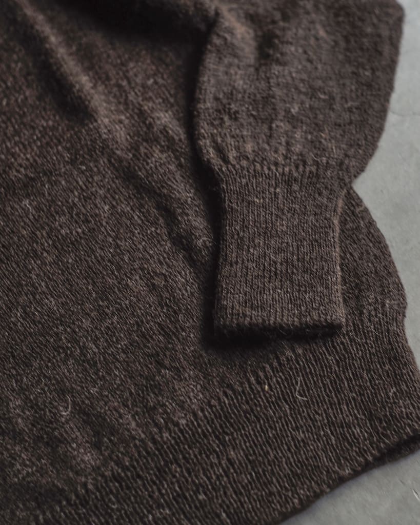 1PLY SHETLAND SWEATER CREW NECK - SHETLAND WOOL - NATURAL & BLACK & GREY