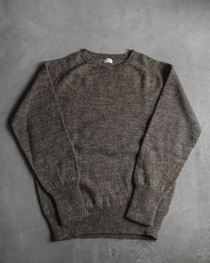 1PLY SHETLAND SWEATER CREW NECK - SHETLAND WOOL - NATURAL & BLACK & GREY