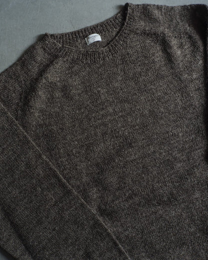 1PLY SHETLAND SWEATER CREW NECK - SHETLAND WOOL - NATURAL & BLACK & GREY