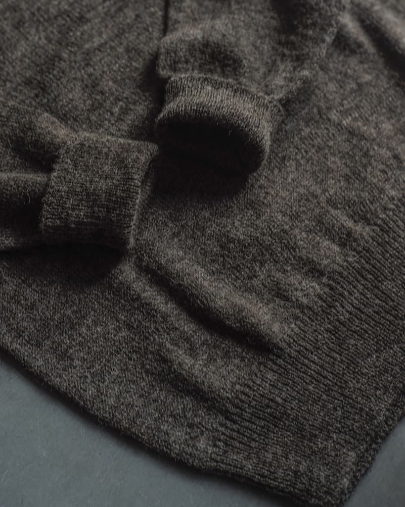 1PLY SHETLAND SWEATER CREW NECK - SHETLAND WOOL - NATURAL & BLACK & GREY