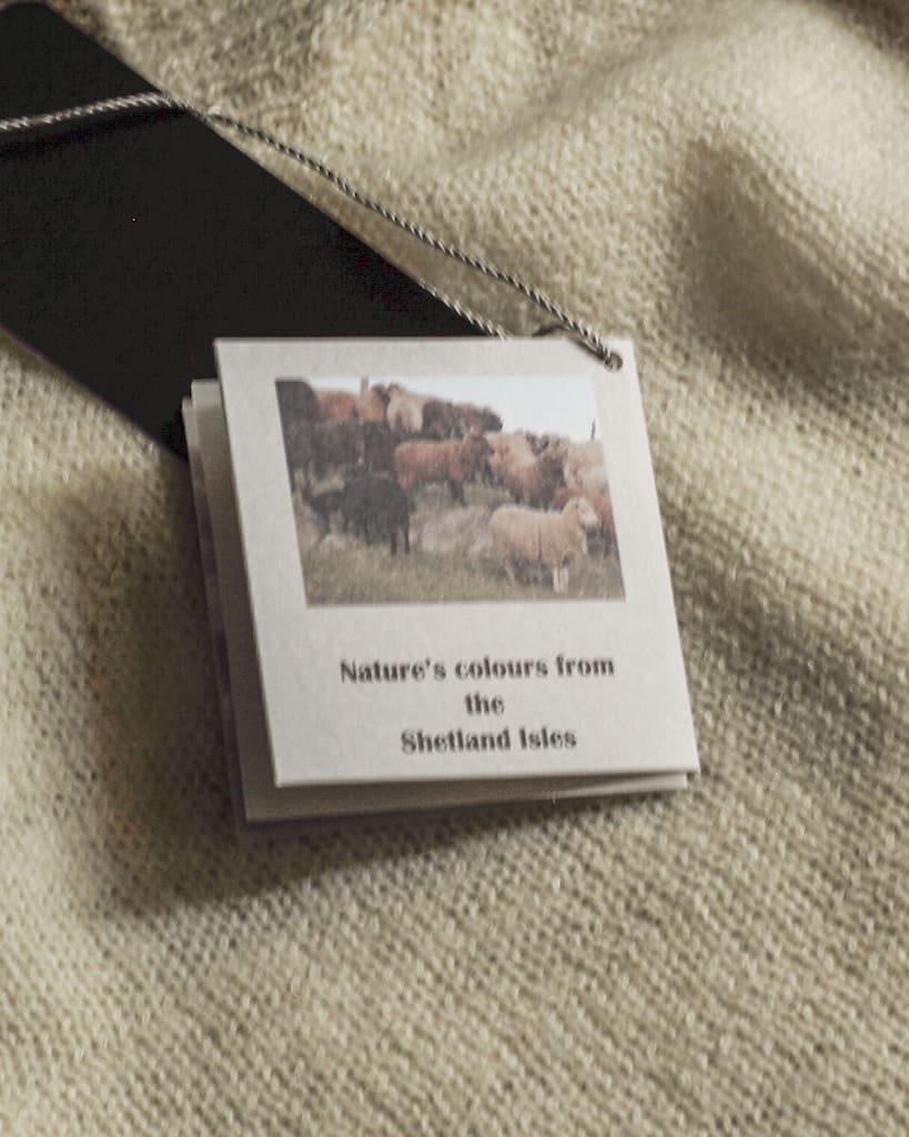 1PLY SHETLAND SWEATER POLO NECK - SHETLAND WOOL - NATURAL & BLACK & GREY