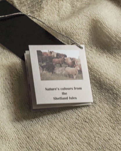 1PLY SHETLAND SWEATER POLO NECK - SHETLAND WOOL - NATURAL & BLACK & GREY