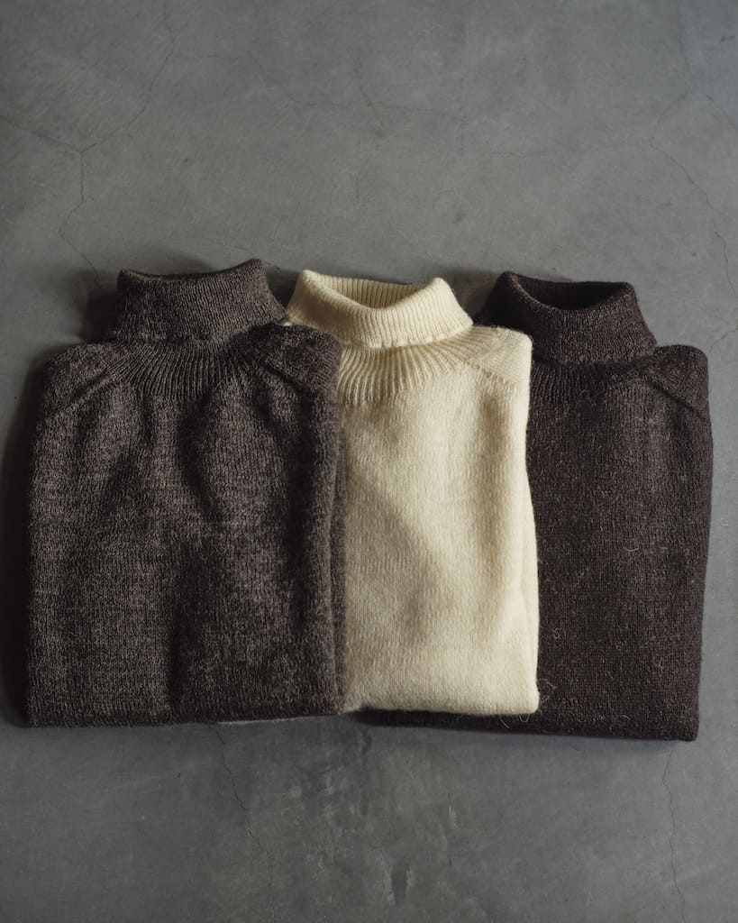 1PLY SHETLAND SWEATER POLO NECK - SHETLAND WOOL - NATURAL & BLACK & GREY
