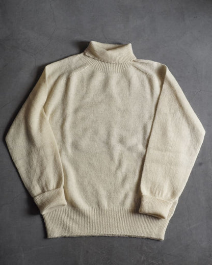 1PLY SHETLAND SWEATER POLO NECK - SHETLAND WOOL - NATURAL & BLACK & GREY