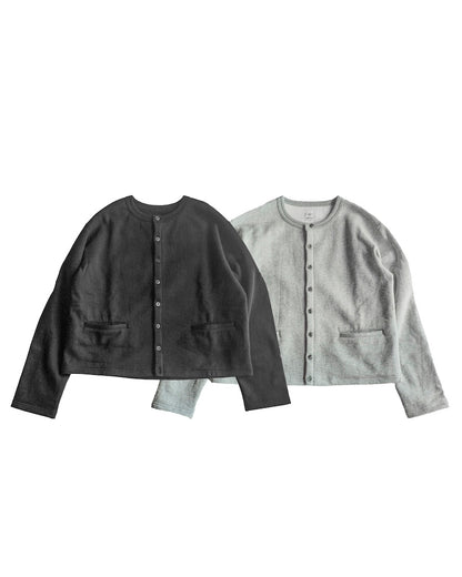 SWEAT CREW NECK CARDIGAN LADIES / GREY.BLACK