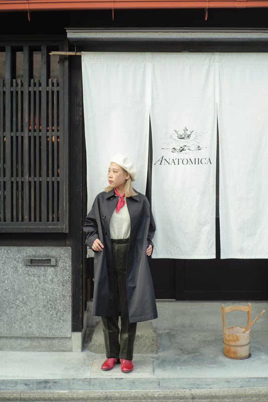 【HYONO】SINGLE RAGLAN COAT Ⅰ COTTON GABARDINE NAVY STYLING