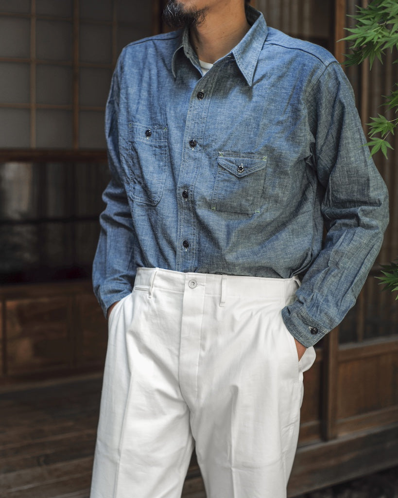 BIG YANK 1935 ORIGINAL CHAMBRAY - COTTON CHAMBRAY - BLUE & NATURAL & BLACK