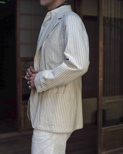 DIOGENE - COTTON RAYURE TENNIS - ECRU × BLUE