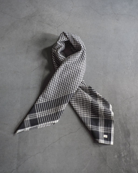 FARMERS SCARF - INDIAN MADRAS - BLACK