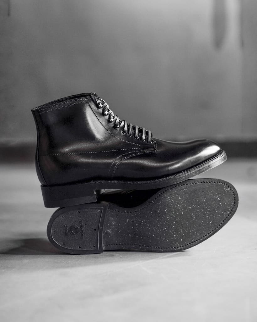 ANATOMICA by ALDEN PLANE TOE BOOT - CALF - BLACK