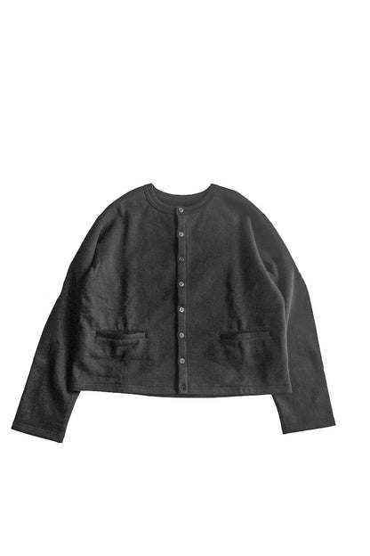 SWEAT CREW NECK CARDIGAN LADIES / GREY.BLACK