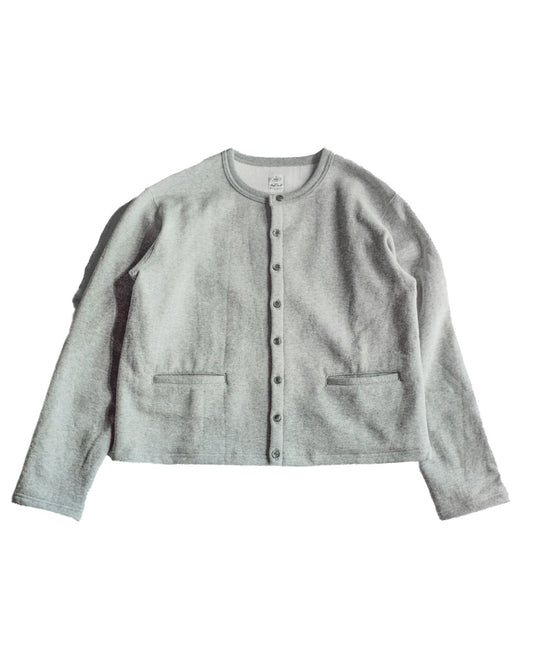 SWEAT CREW NECK CARDIGAN LADIES - COTTON POLY -  GREY & BLACK