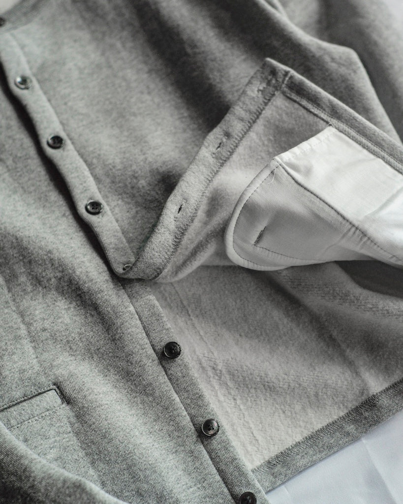 SWEAT CREW NECK CARDIGAN LADIES / GREY.BLACK