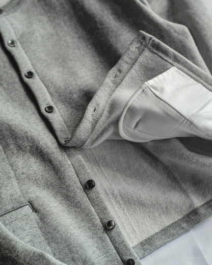 SWEAT CREW NECK CARDIGAN LADIES / GREY.BLACK