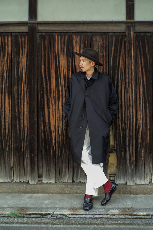 SINGLE RAGLAN COAT Ⅰ COTTON GABARDINE NAVY STYLING