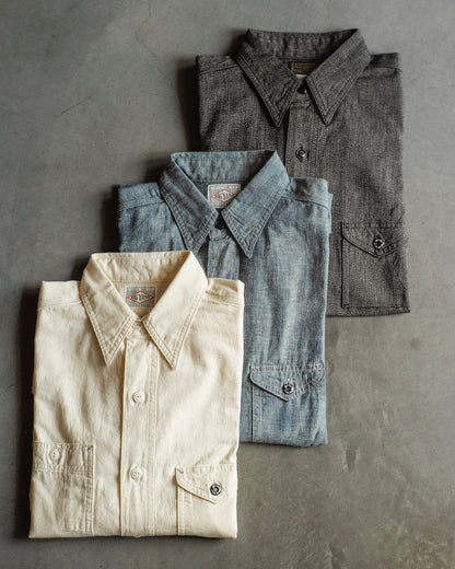 BIG YANK 1935 ORIGINAL CHAMBRAY - COTTON CHAMBRAY - BLUE & NATURAL & BLACK