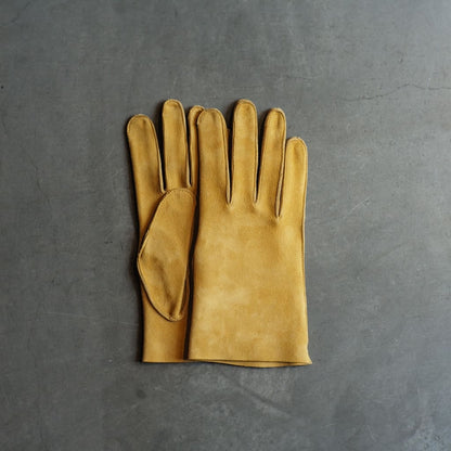 AGNELLE SAUMUR GLOVES - LAMBSKIN NUBUCK UNLINED - TAN