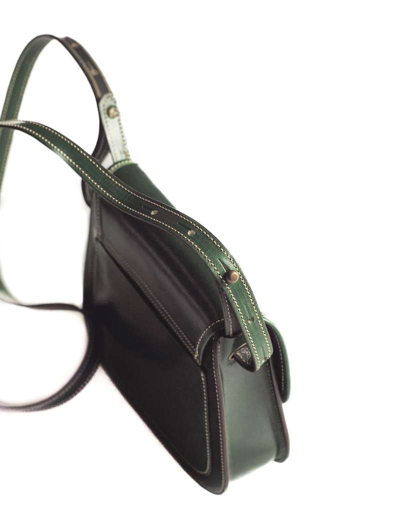 BOLSO ROCIO ASYMETRIC- LEATHER - BLACK & BROWN & GREEN