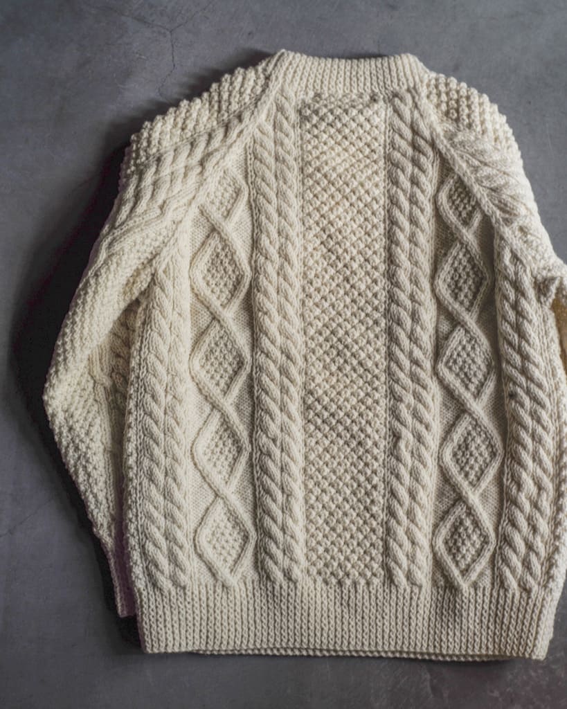 ATHENA DESGIN for ANATOMICA - ARAN CREW NECK SWEATER - WHITE