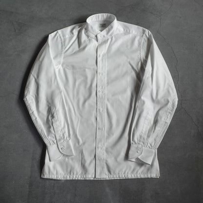 BAND COLLAR SHIRT - ROYAL OXFORD - WHITE & SEA BLUE