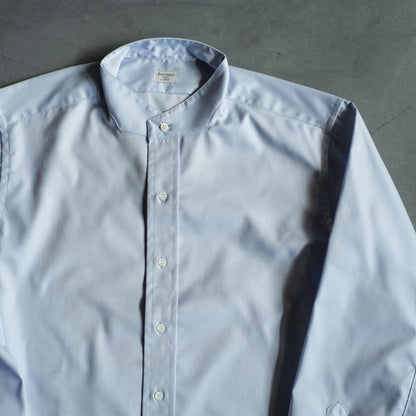 BAND COLLAR SHIRT - ROYAL OXFORD - WHITE & SEA BLUE