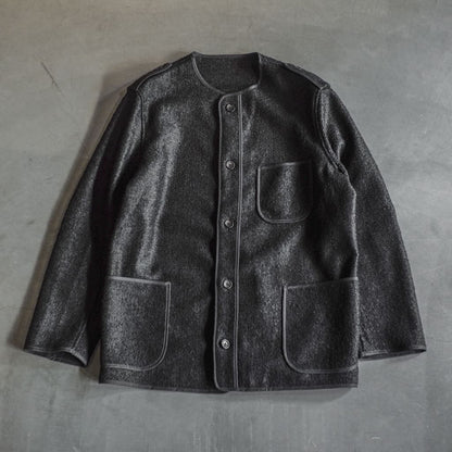 BASQUE JACKET - BOILED WOOL - BLACK