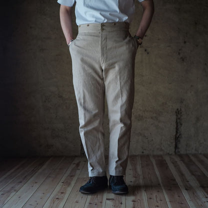 BJ - LINEN COTTON HERRING BONE - NATURAL