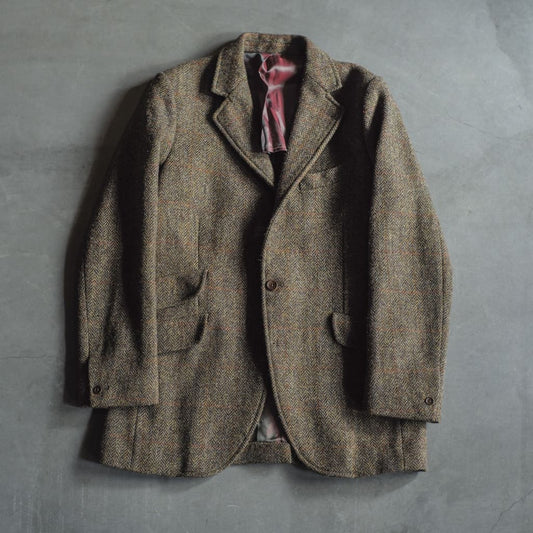 CHARLY - HARRIS TWEED - MELANGE HERRING BONE WITH TAN OVER CHECK