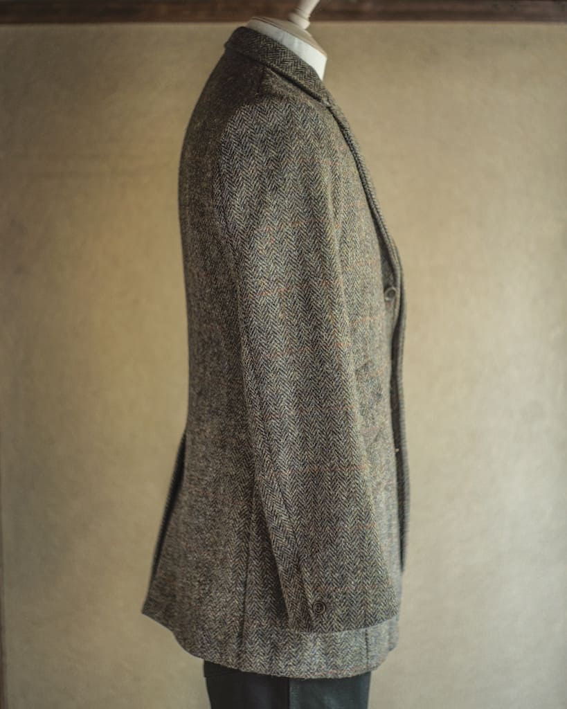 CHARLY - HARRIS TWEED - MELANGE HERRING BONE WITH TAN OVER CHECK