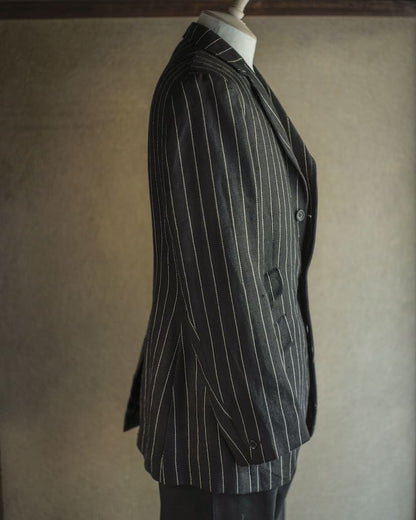 CHARLY - IRISH LINEN - BLACK TENNIS STRIPE