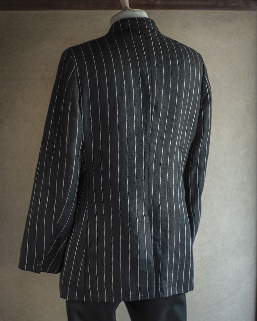 CHARLY - IRISH LINEN - BLACK TENNIS STRIPE