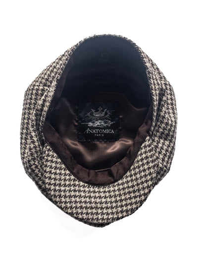 ANATOMICA by CHRISTY'S 6 PANEL CAP - HOUND' TOOTH TWEED - BROWN