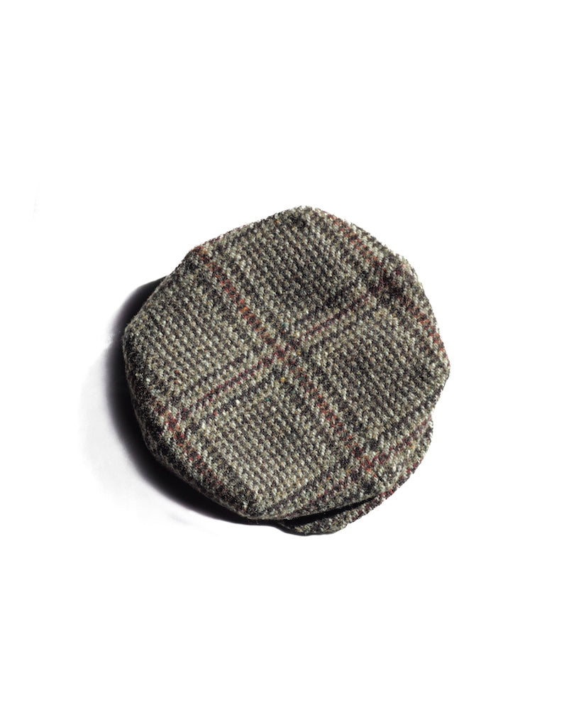 CYCLIST CAP - HARRIS TWEED - GLENN CHECK BROWN
